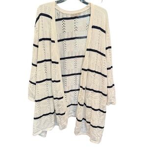 Woman Within White and Navy Striped Cardigan Sweater, size 5X (38/40)